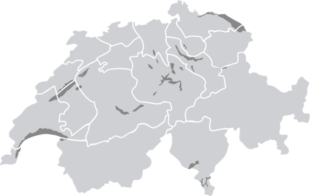 Une carte de la Suisse coupée selon les régions Swiss Leaders