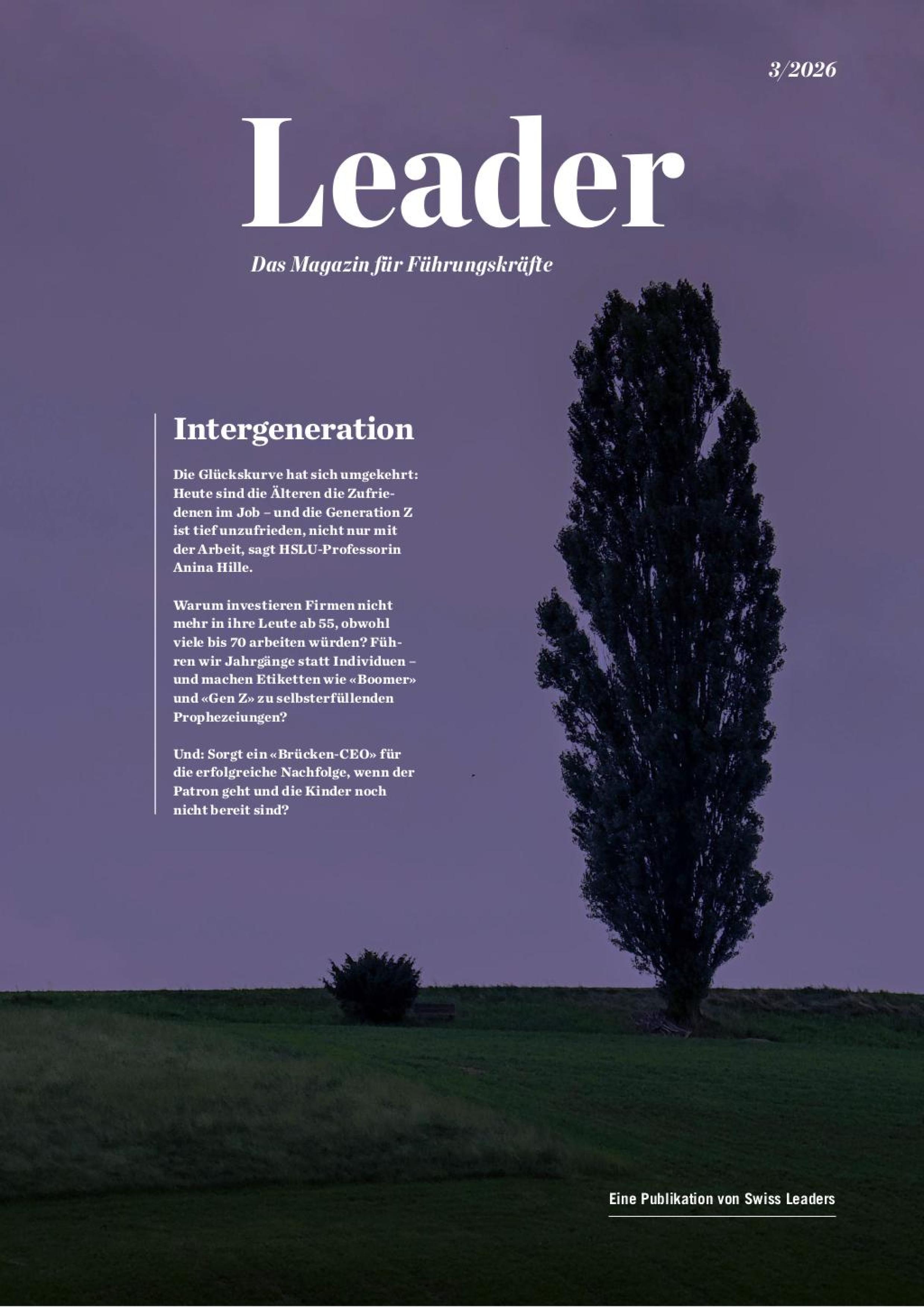 Titelbild des Leader-Magazins, dritte Ausgabe 2026